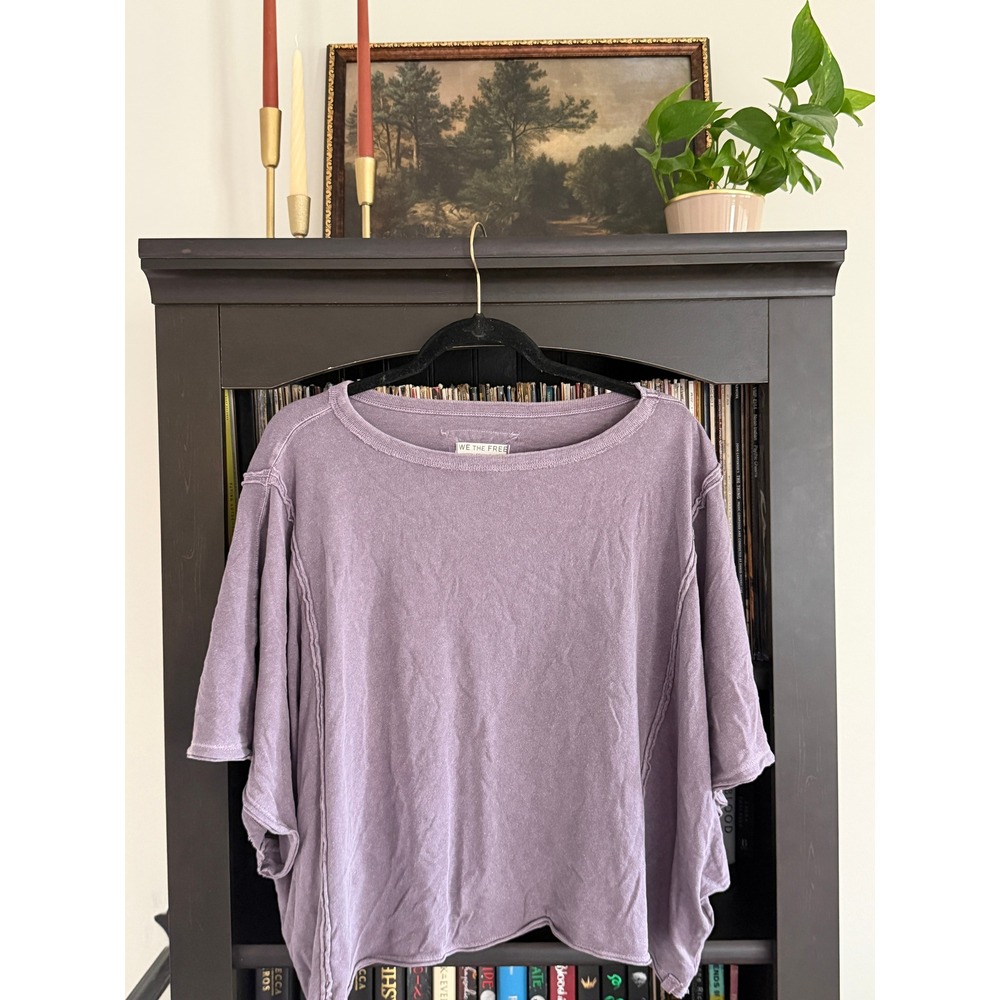 We The Free Free People Be Free Oversized Top M Purple Cotton Dolman Tee Boho